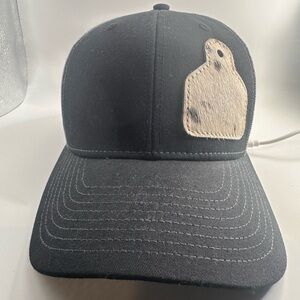 Black Baseball Hat with Cowhide Tag Patch